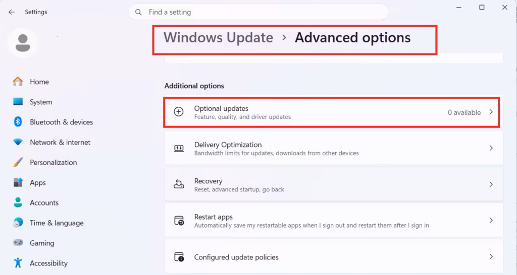 Install Driver Updates via Windows Update