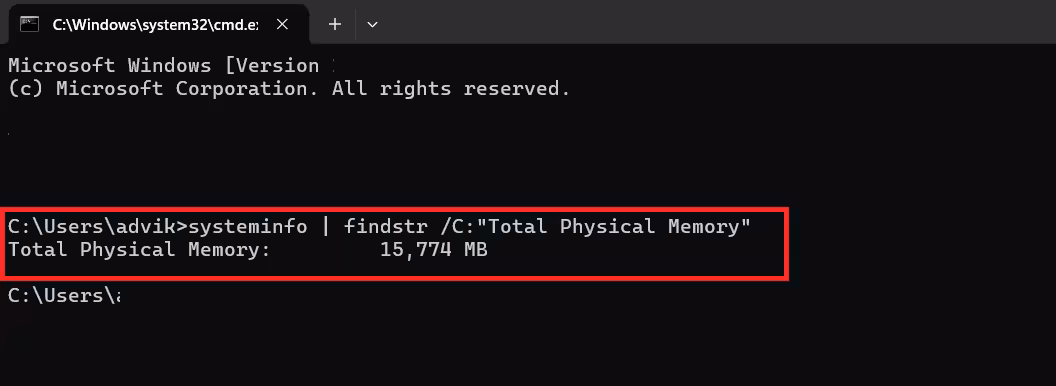 Command Prompt Ram Test