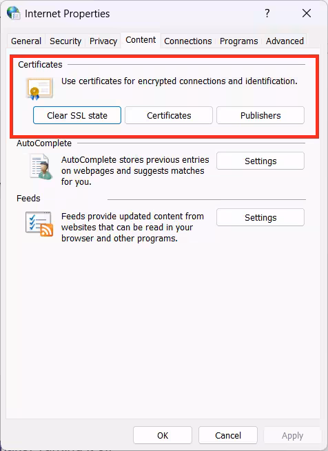 Clear the SSL State in Windows