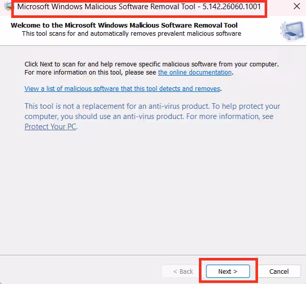 Windows Malicious Software Removal Tool