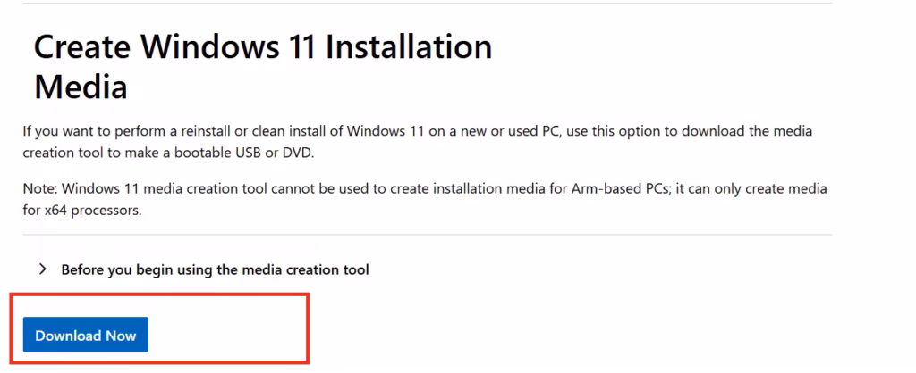 Download the Windows 11 Media Creation Tool