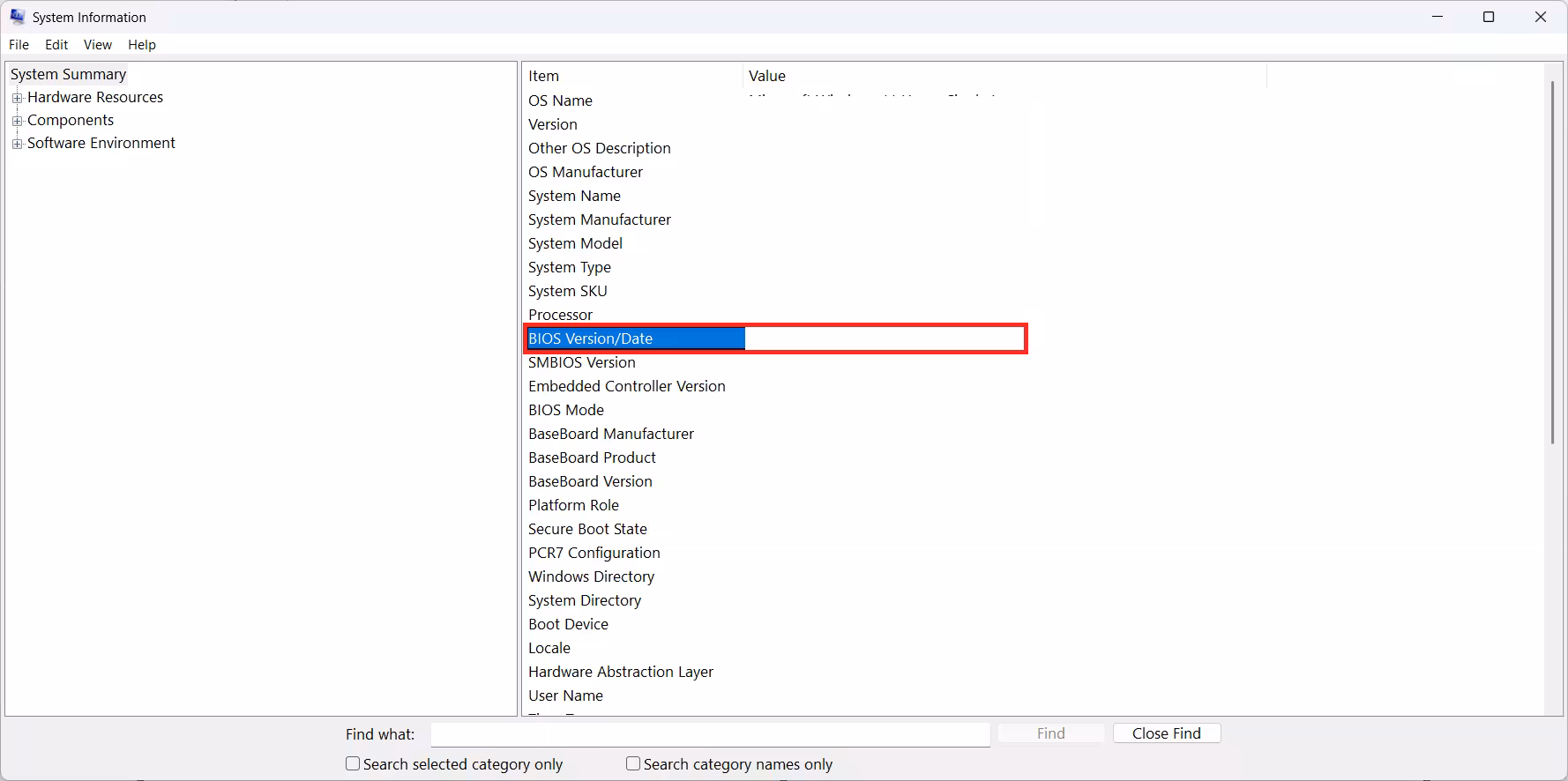 Check BIOS Version Using System Information