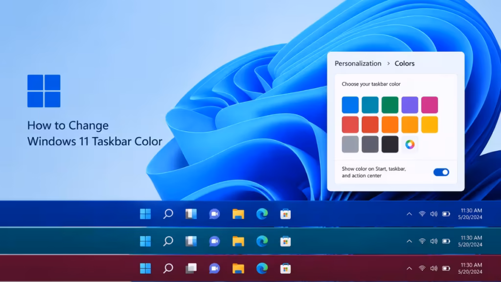 change taskbar color windows 11