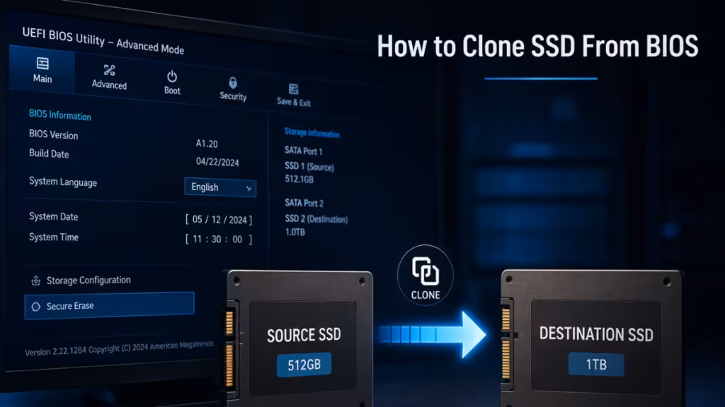 clone SSD from BIOS