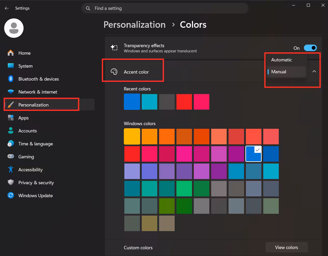 Apply Accent Color to the Taskbar
