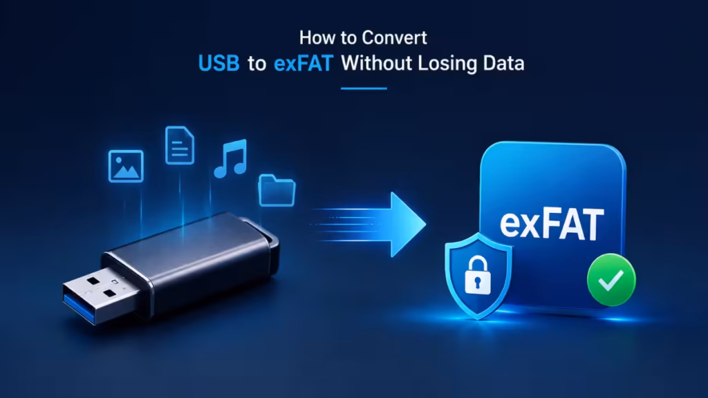 convert USB to exFAT without losing data