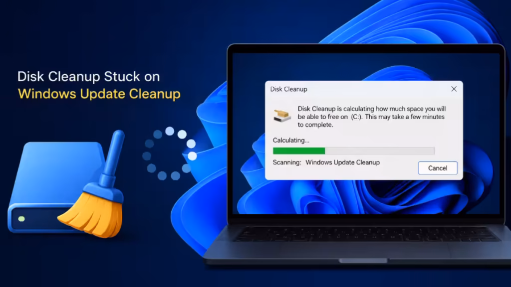 disk cleanup stuck on windows update cleanup