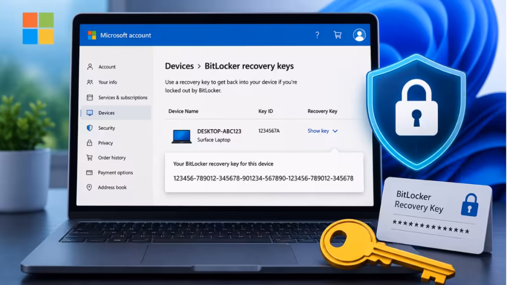find bitlocker recovery key in microsoft account