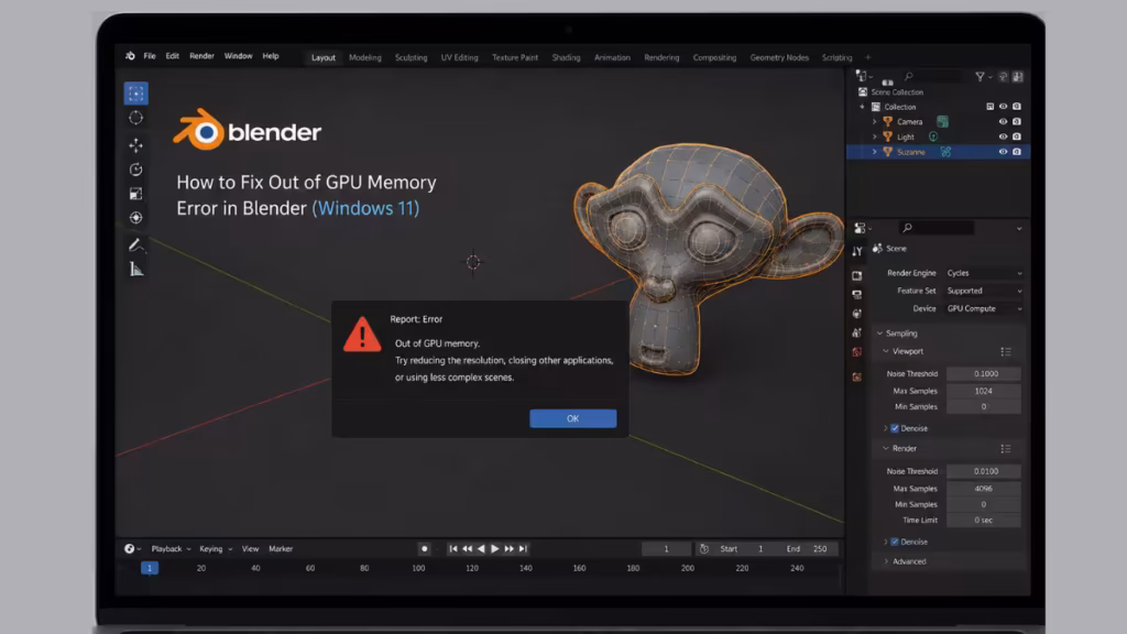 fix out of gpu memory error in blender