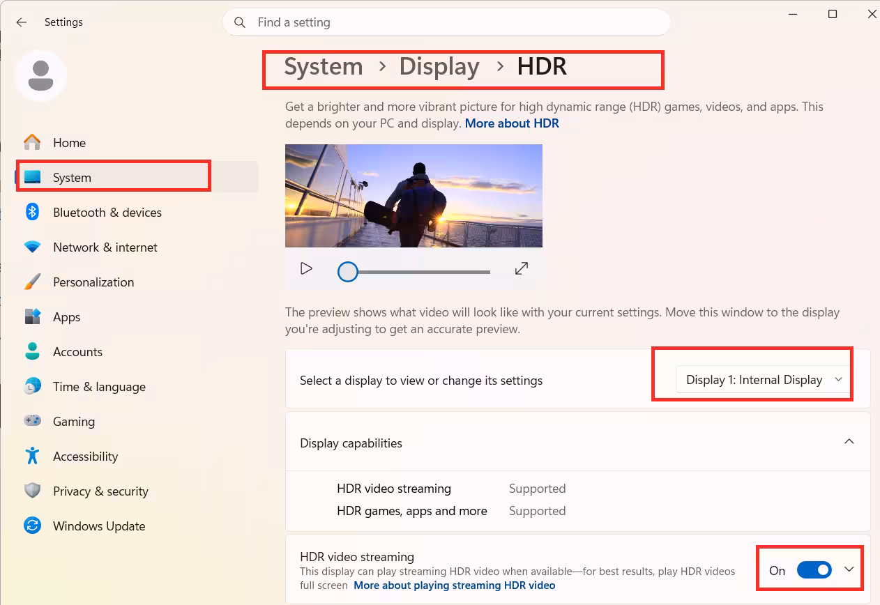 Turn On HDR in Windows 11
