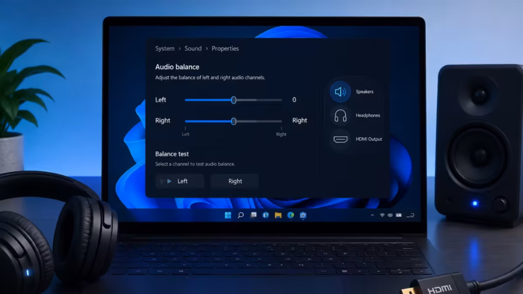 how to change audio balance in windows 11
