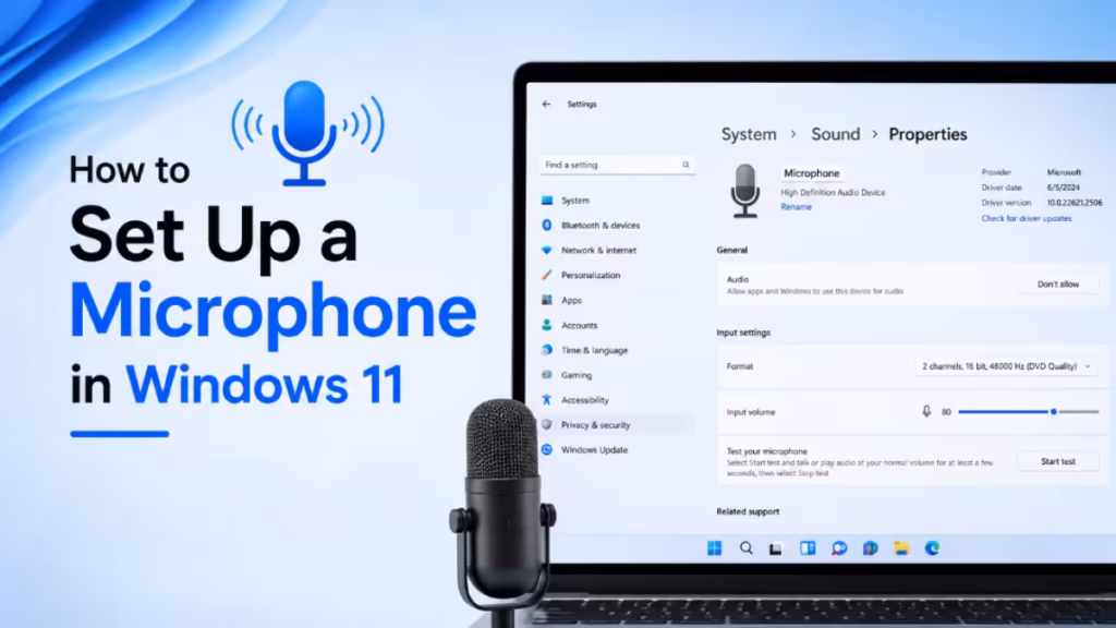 how to set up microphone in windows 11