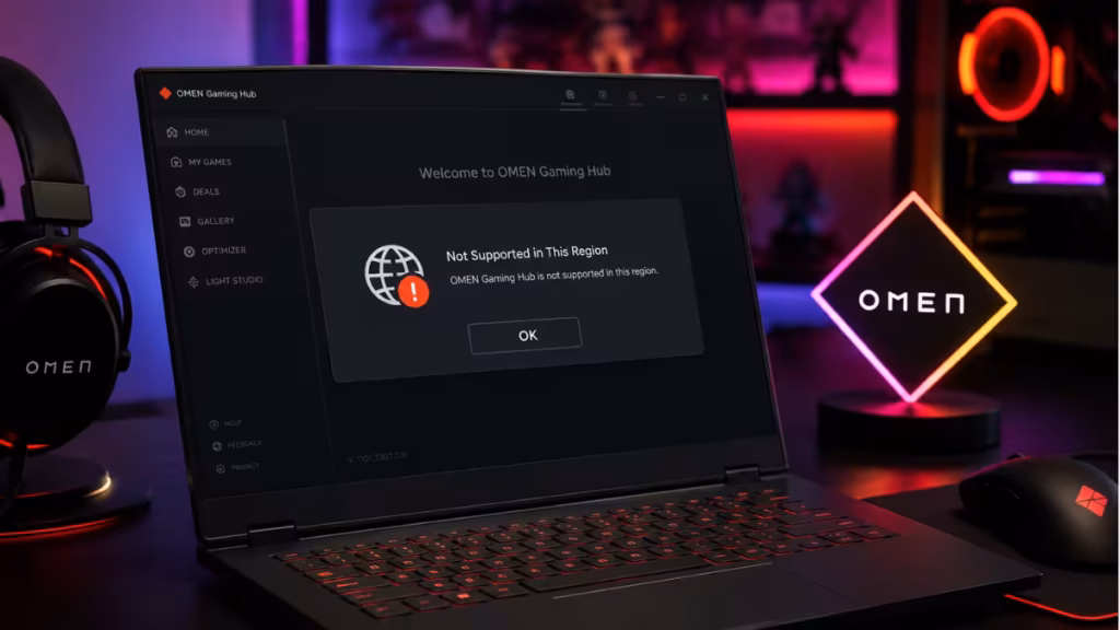omen gaming hub not supported in this region