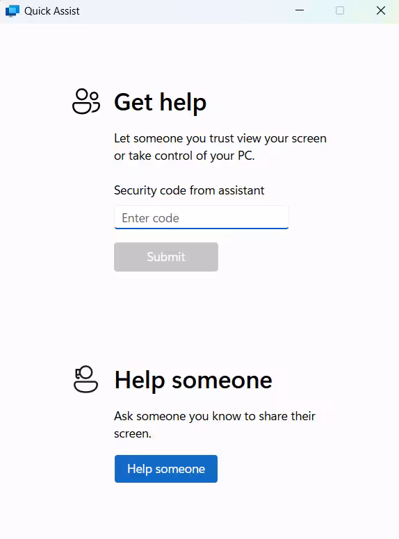 Use Quick Assist for Remote Help