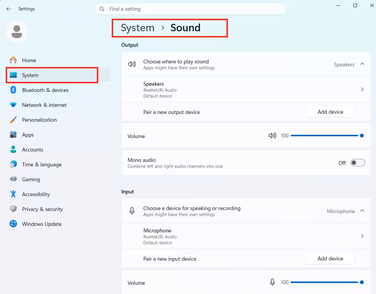 Open Sound Settings