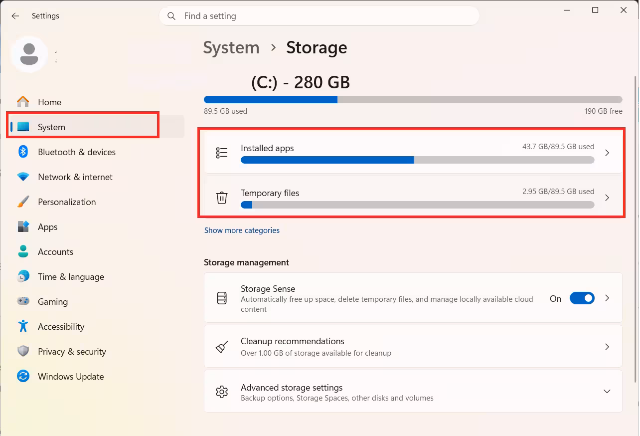 Check What Is Eating Your C Drive Space in Windows Settings