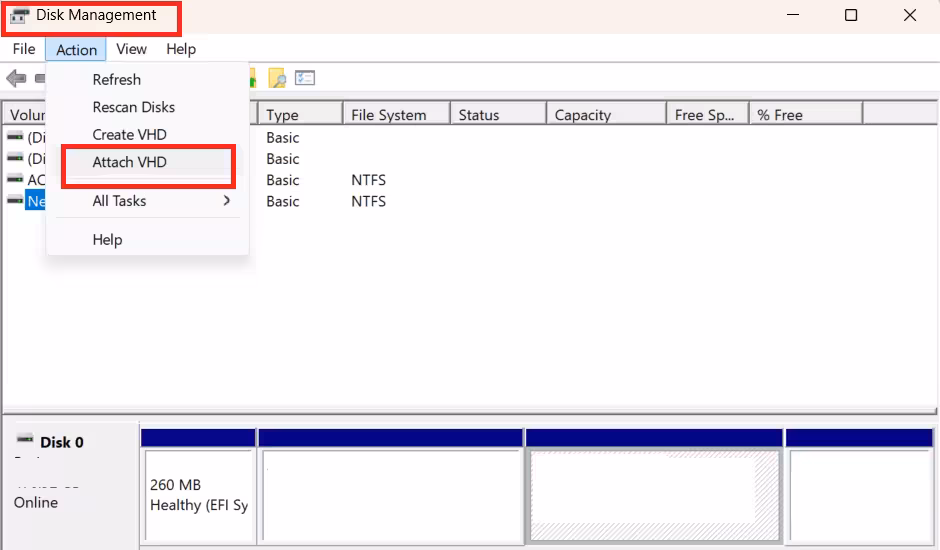 Use Disk Management to Open Your System Image Backup