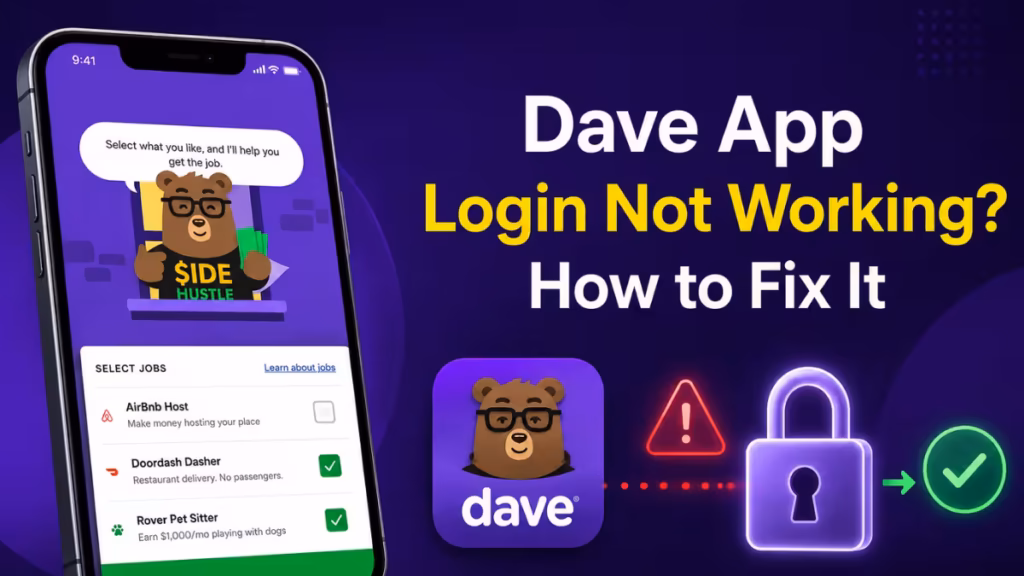 dave app login not working