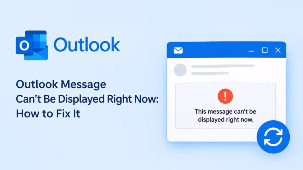 outlook message can't be displayed right now